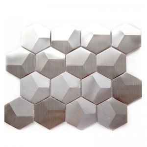 Sliver rostfritt stål kakel hexagon matt metall mosaik för kök backsplash