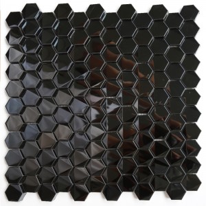 Sexkantiga svart badrumskök Blacsplash rostfritt stål mosaikplattor